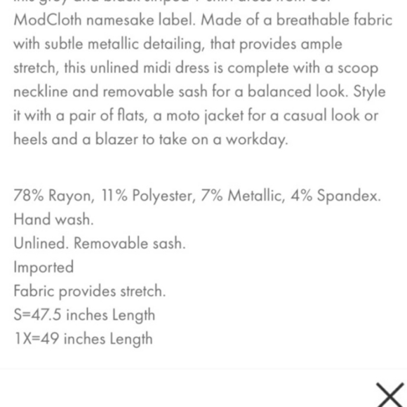 Modcloth Womens Short sleeve Gray Black Striped Tie Waist Maxi Dress Size M - Picture 8 of 8